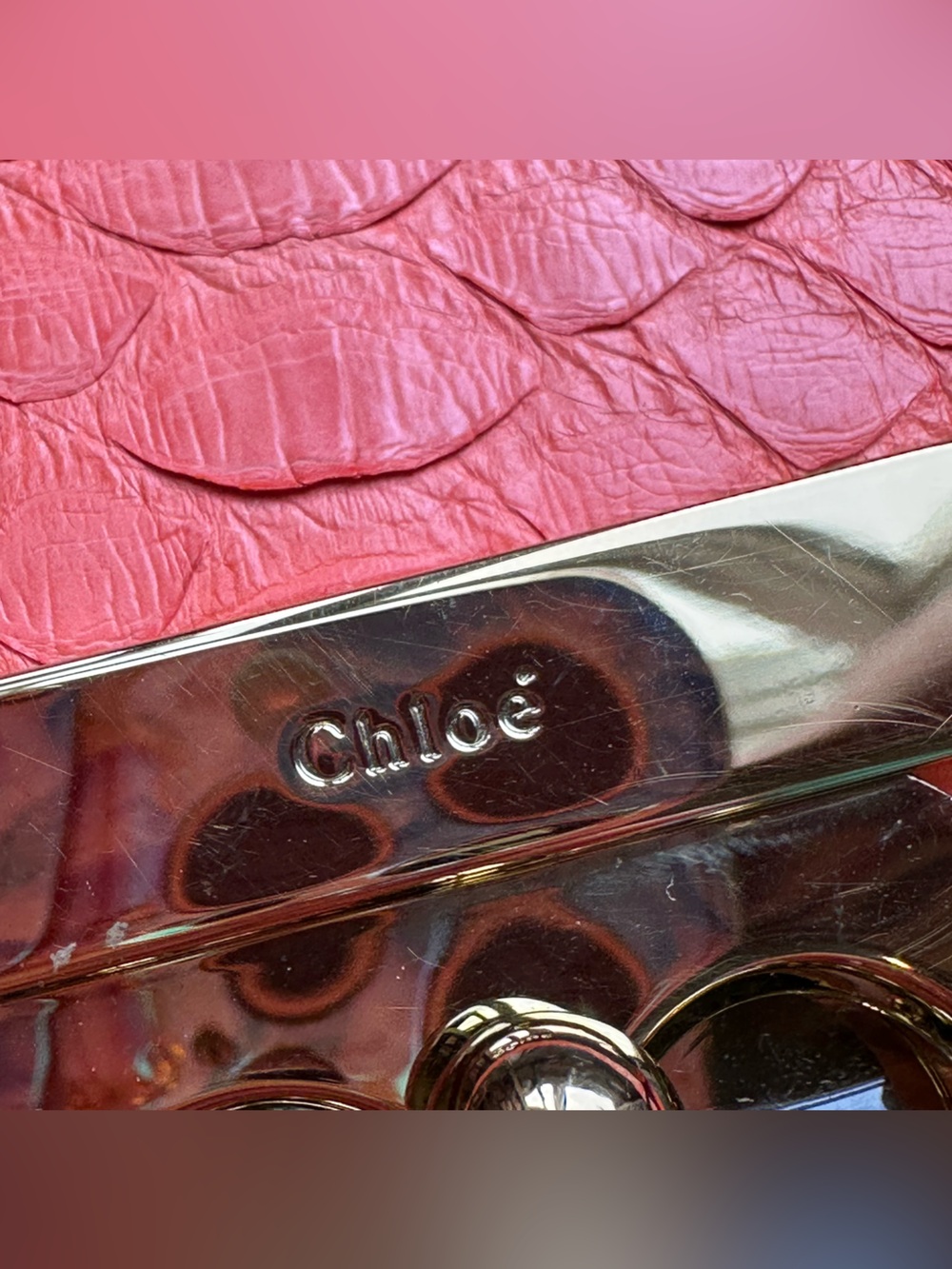 Chloe Coral Pink Python Elsie Shoulder Chain Bag - Picture 3 of 16